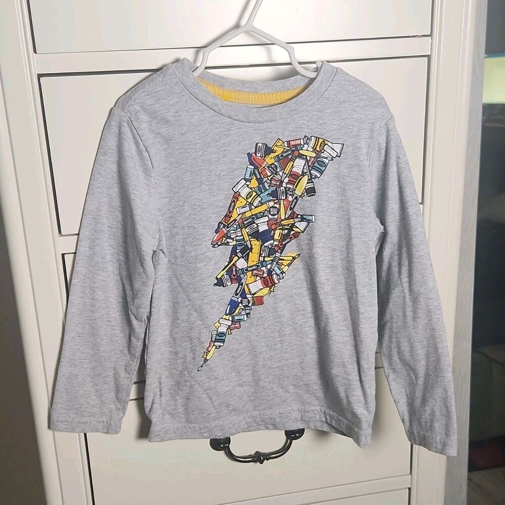 365 Kids from Garanimals Light Gray Graphic Print‎ Long Sleeve T-Shirt Size 5